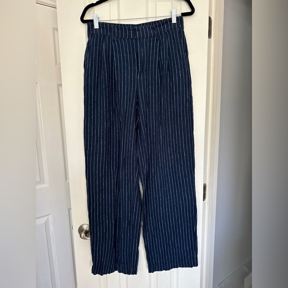 a new day Navy Striped Linen Pants